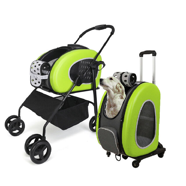 Multifunctional breathable pet stroller with travel carrier